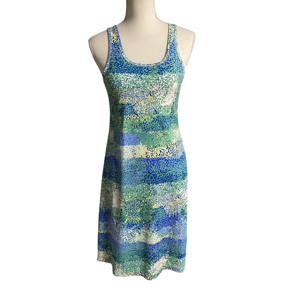 Columbia PFG Freezer Blue Green Abstract Dress Women's Small